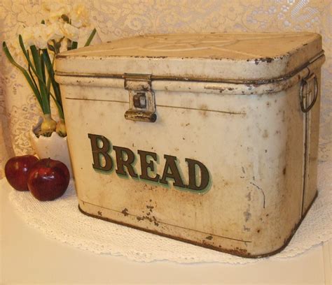 metal vintage bread box|old fashioned metal bread bin.